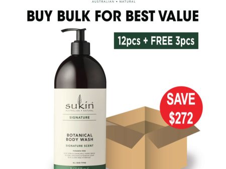 [Bulk Pack] Sukin Botanical Body Wash - Signature 1L (12pcs + FREE 3pcs) Fashion