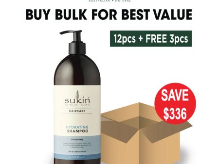 [Bulk Pack] Sukin Hydrating Shampoo 1L (12pcs + FREE 3pcs) Fashion