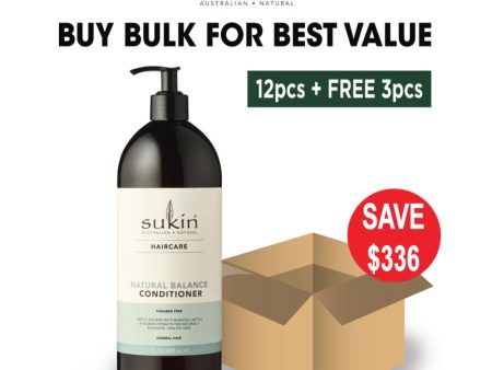 [Bulk Pack] Sukin Natural Balance Conditioner 1L (12pcs + FREE 3pcs) Supply