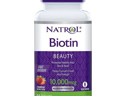 NATROL - Biotin 10000 mcg Fast Dissolve Natural Strawberry - 60 Tablets Online Sale