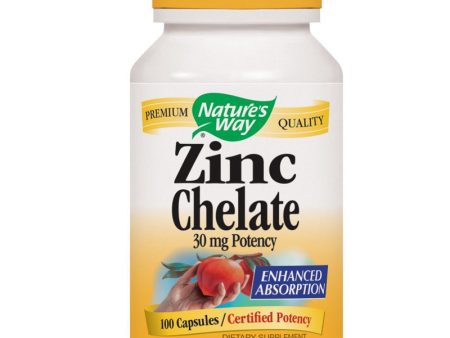 NATURES WAY - Zinc Chelate 30 mg Potency - 100 Capsules For Cheap